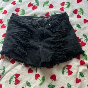 American Eagle Outfitters Black Distressed Jean Shorts
